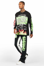 Beno Black Long Sleeve T-Shirt/Baggy Pant Set