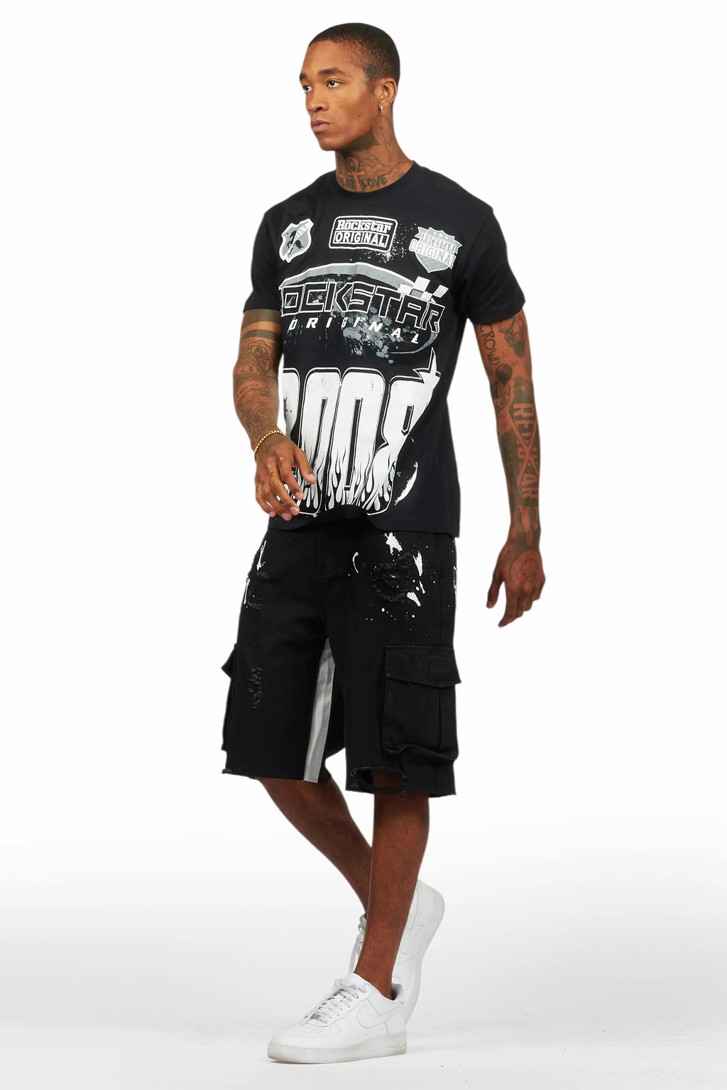 Amos Black T-Shirt/Denim Short Set