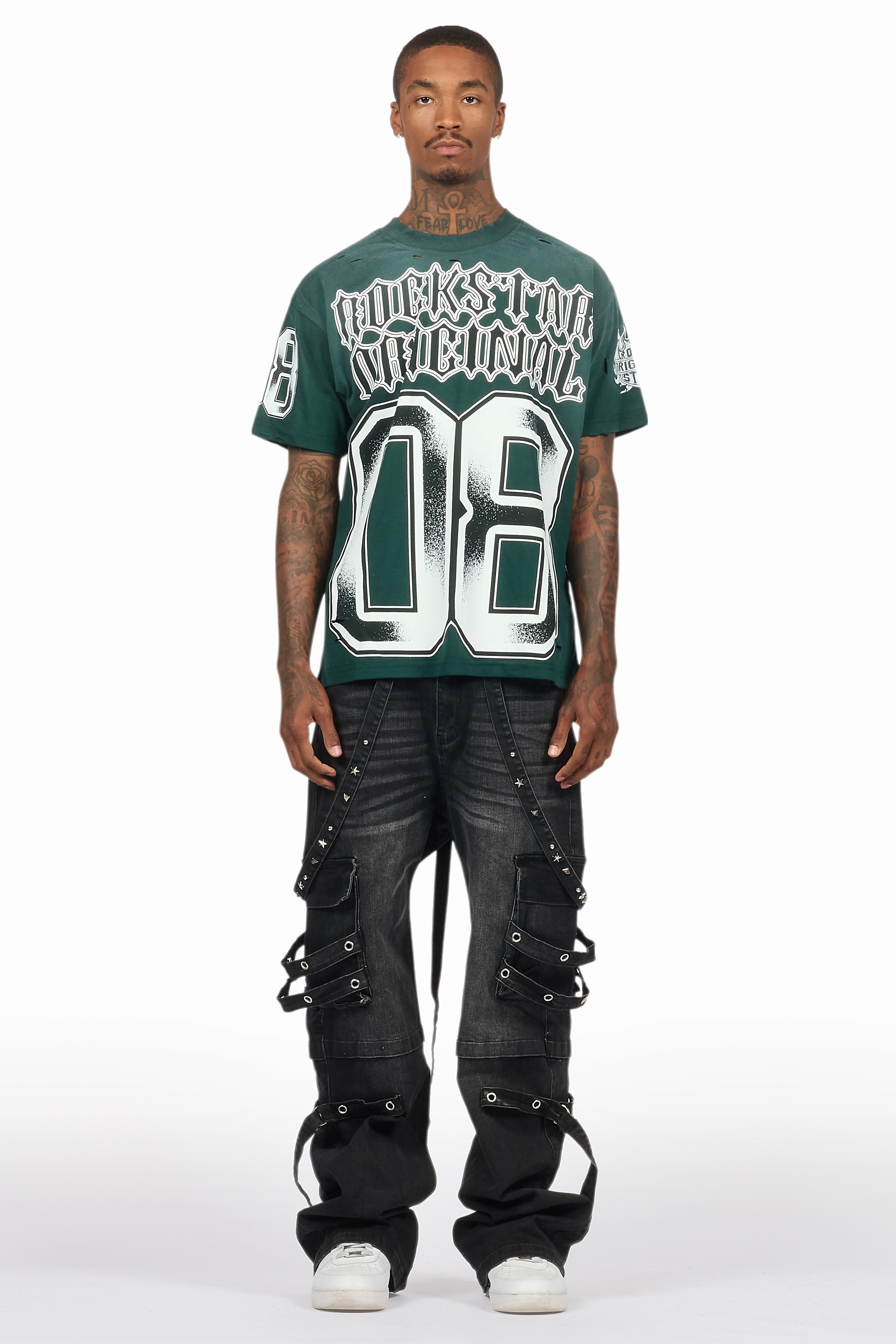 Nealon Black Baggy Cargo Fit Jean