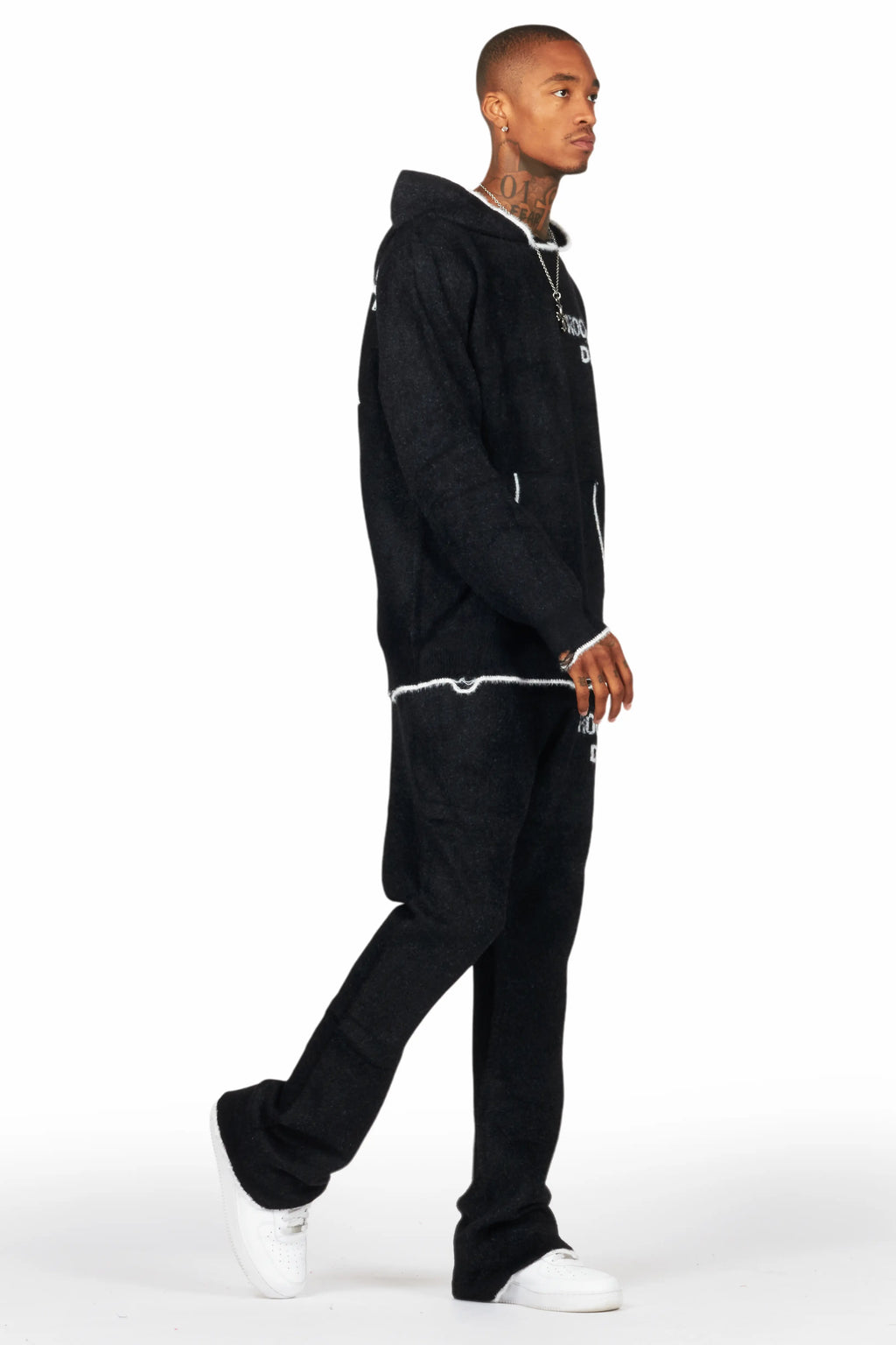 Lake Mohair Black Knit Track set