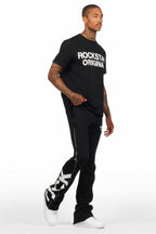 Deniska Black T-Shirt/Baggy Stacked Flare Track Set