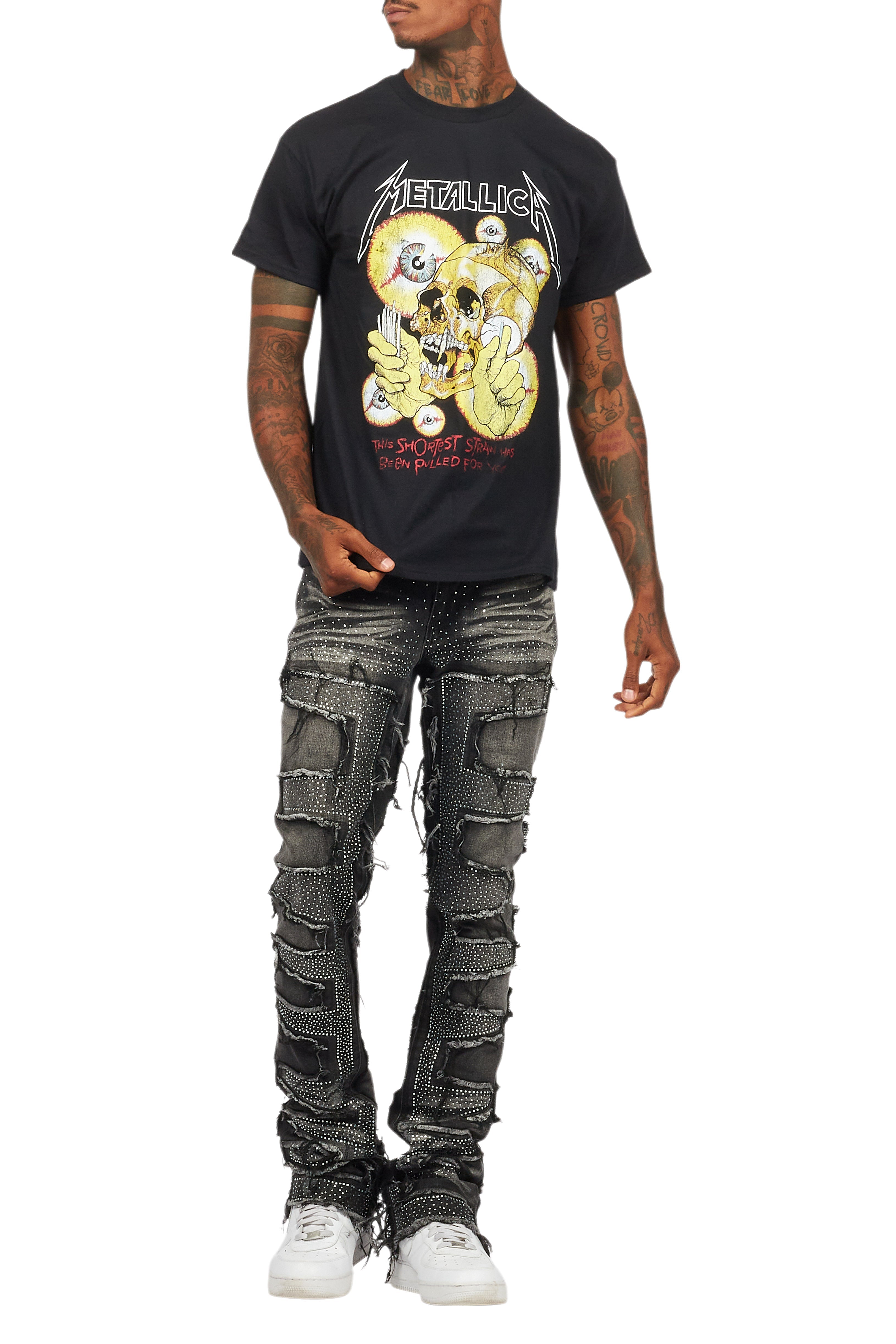 Metallica Shortest Straw Black/Red Graphic T-Shirt