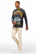 Dag Beige Stacked Flare Jean