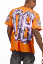 Fields Orange Oversized Graphic T-Shirt