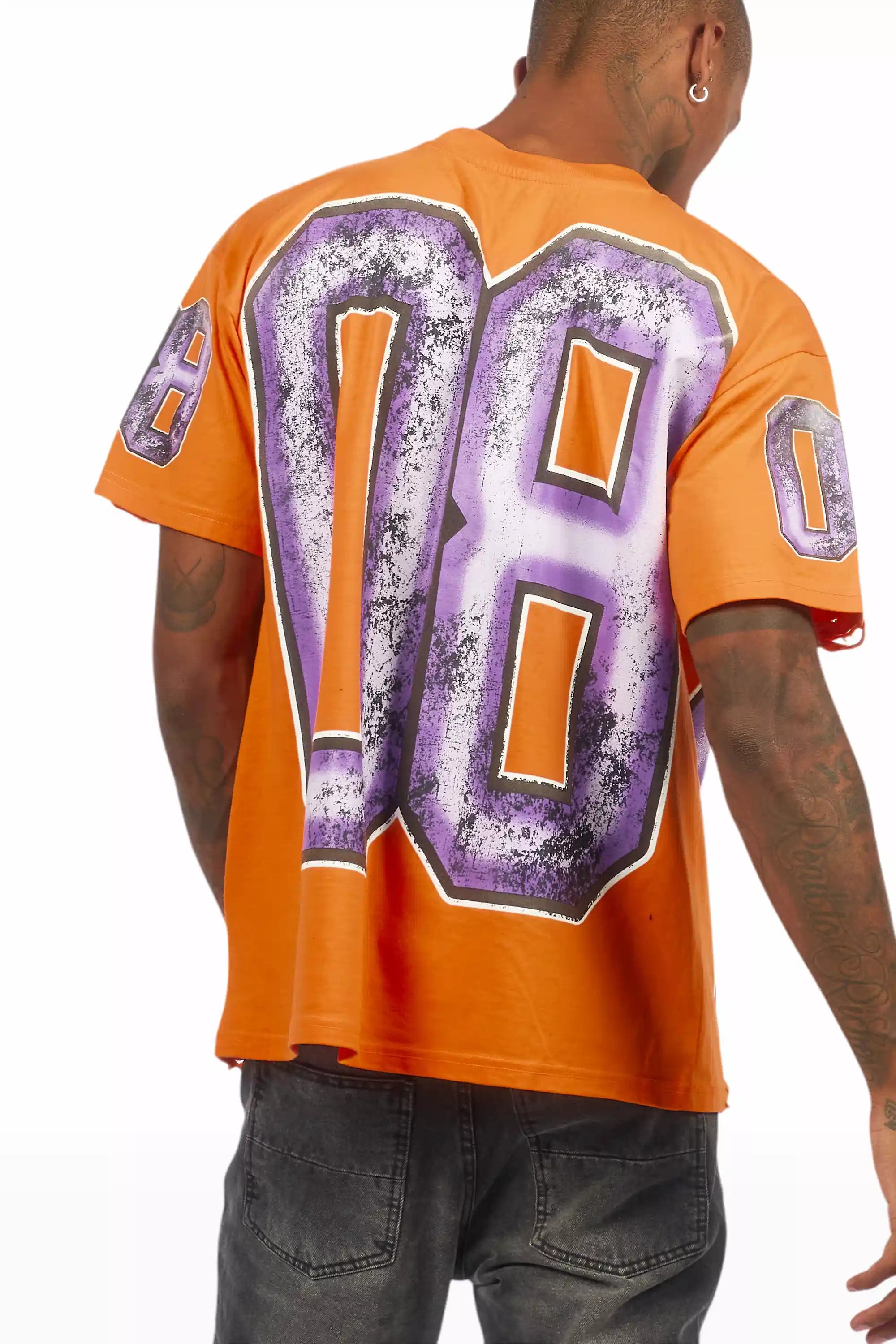 Fields Orange Oversized Graphic T-Shirt