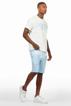 Sana White/Blue Short Set