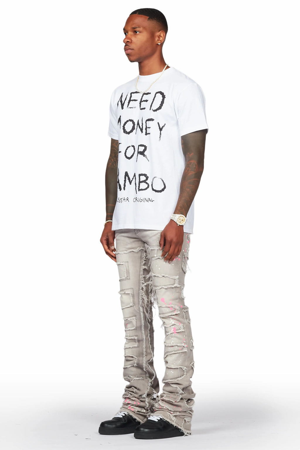 Macon Grey Painter Super Stacked Flare Jean