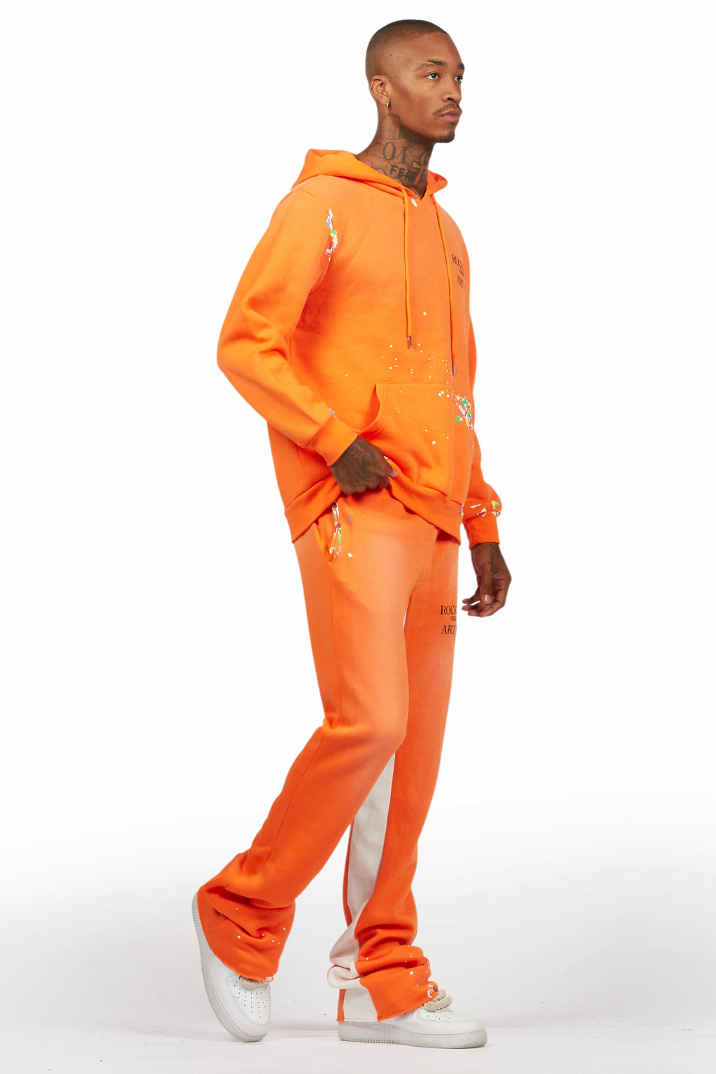 Rockstar Art Dist. Orange Hoodie/Baggy Track Pant Set