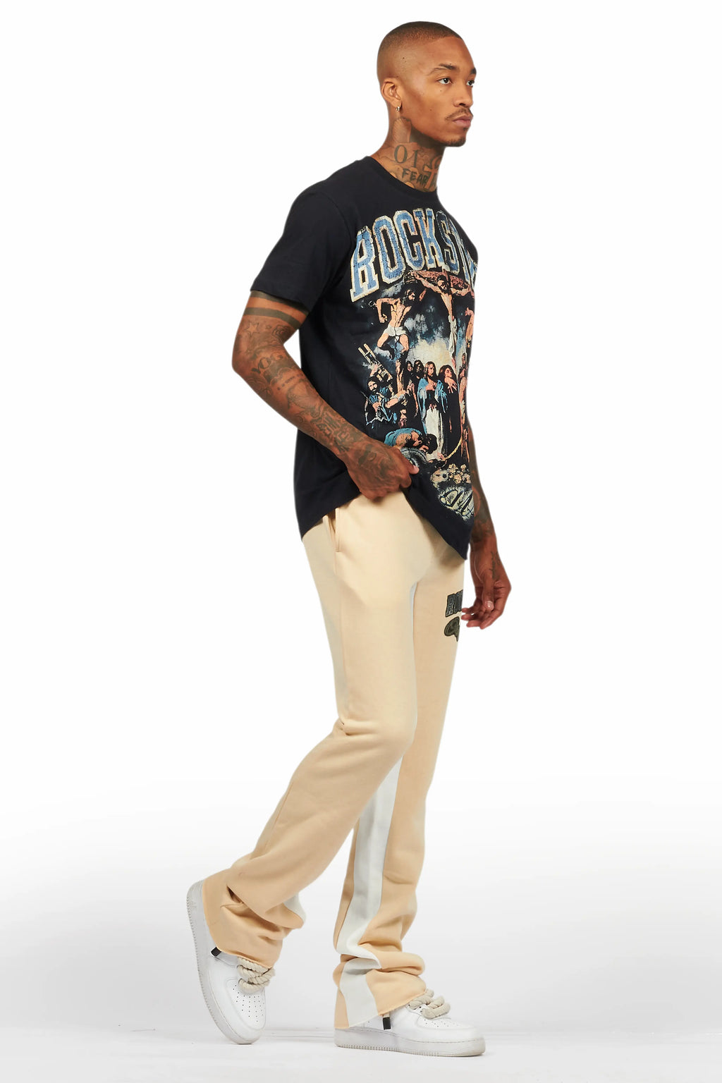 Waller Black/Beige T-Shirt/Baggy Pant Set
