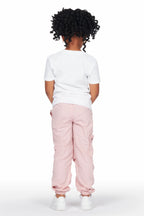 Girls Karasi White/Pink T-Shirt Cargo Jogger Set