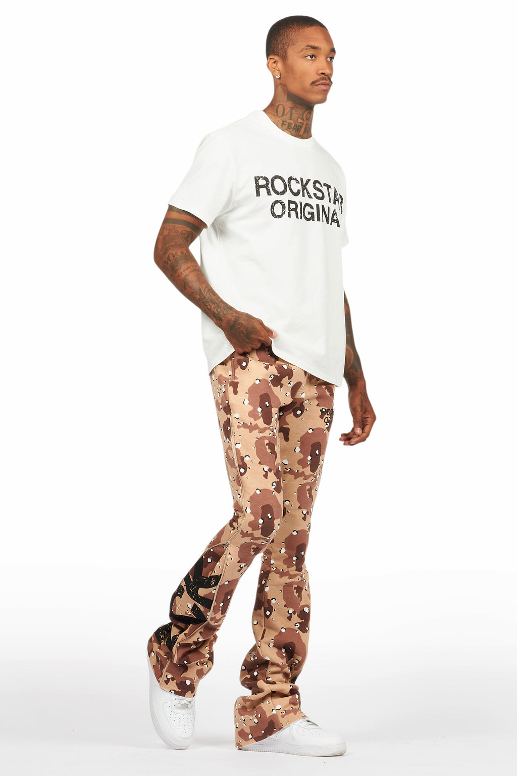 Deniska Desert Camo T-Shirt/Baggy Stacked Flare Track Set