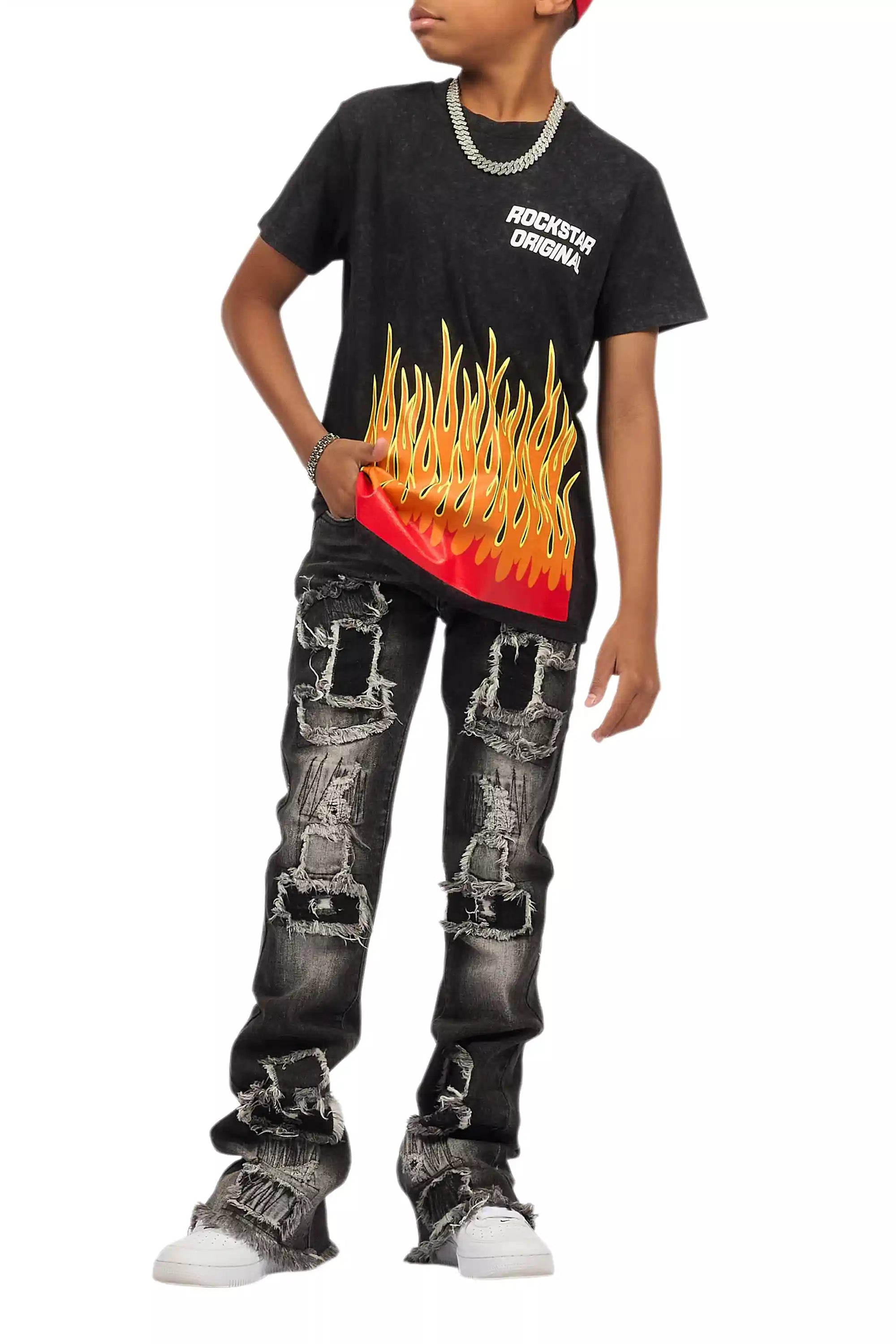 Boys Roeland Black/Red Graphic T-Shirt