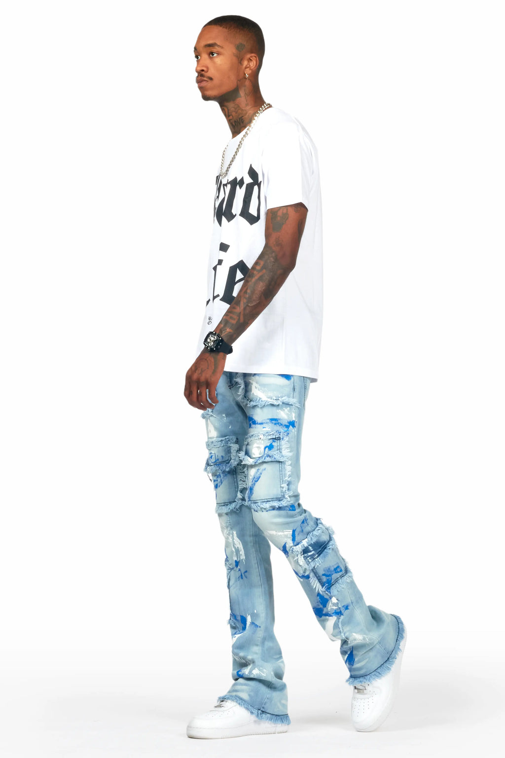 Randi Blue Painter Stacked Flare Jean