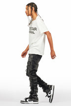 Shake Dark Grey Rhinestone Stacked Flare Jean