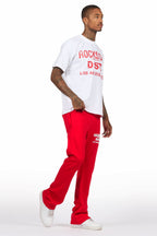 Lake White/Red Oversized T-Shirt/Stacked Track Pant Set