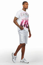 Theo White/Grey T-Shirt Short Set