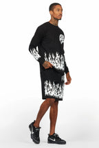 Bubble Black Long Sleeve T-Shirt Short Set