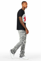 Edem Black/Grey T-Shirt Stacked Flare Jean Bundle