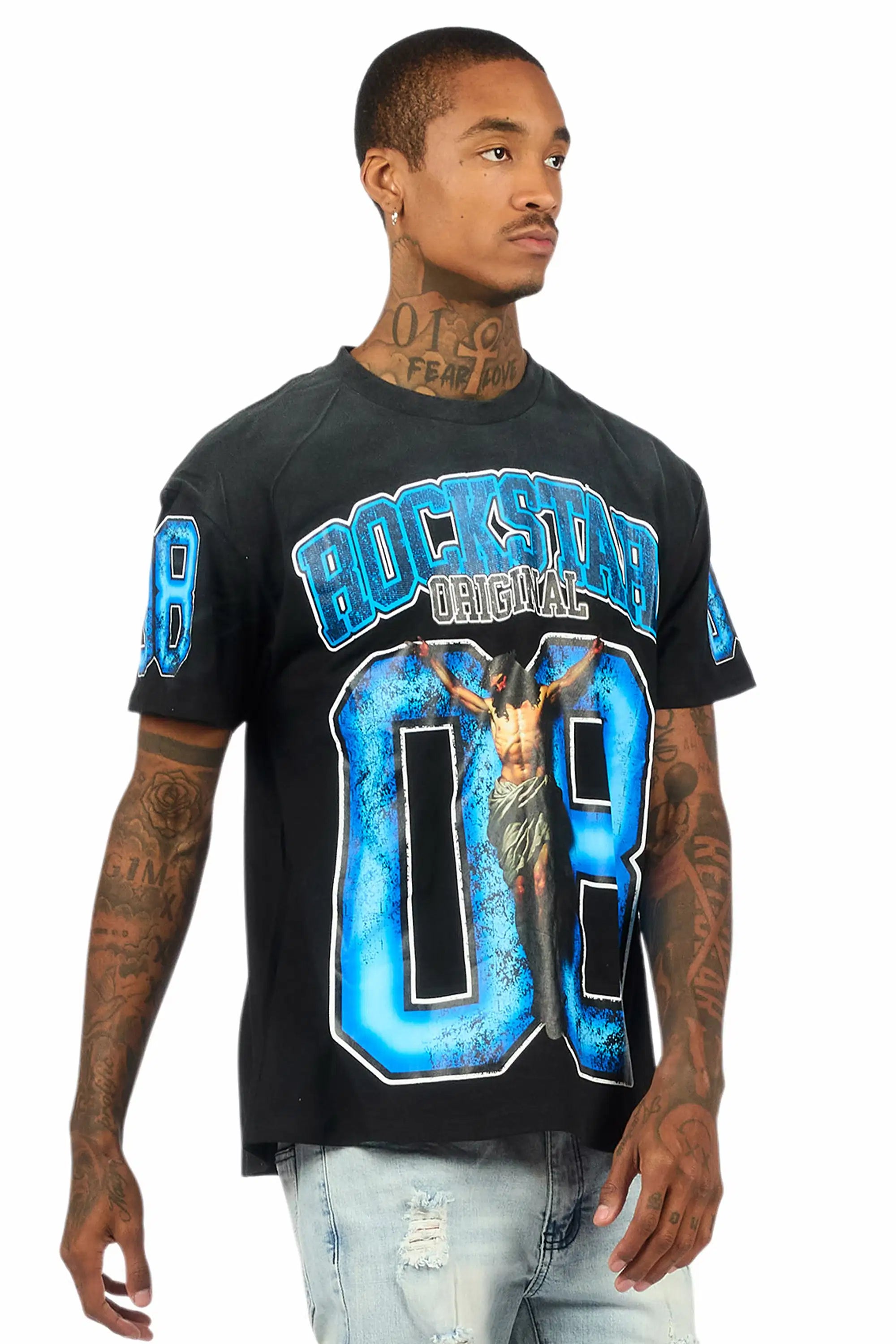 Fields Black/Blue Oversized Graphic T-Shirt