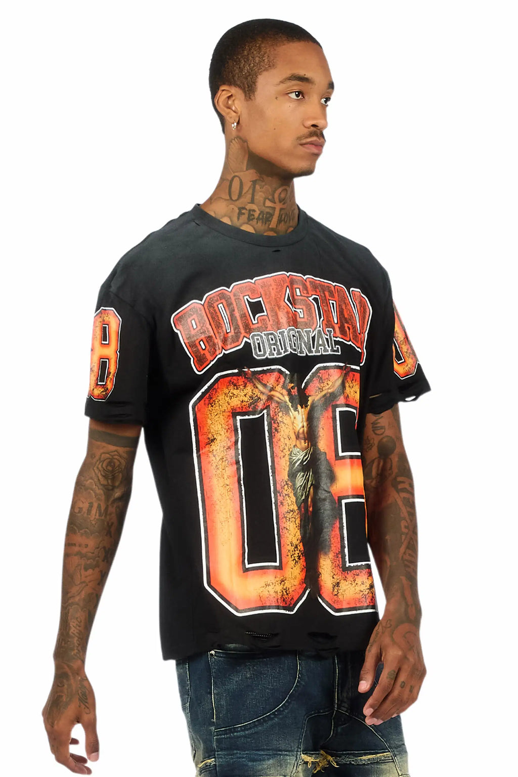 Fields Black/Orange Oversized Graphic T-Shirt
