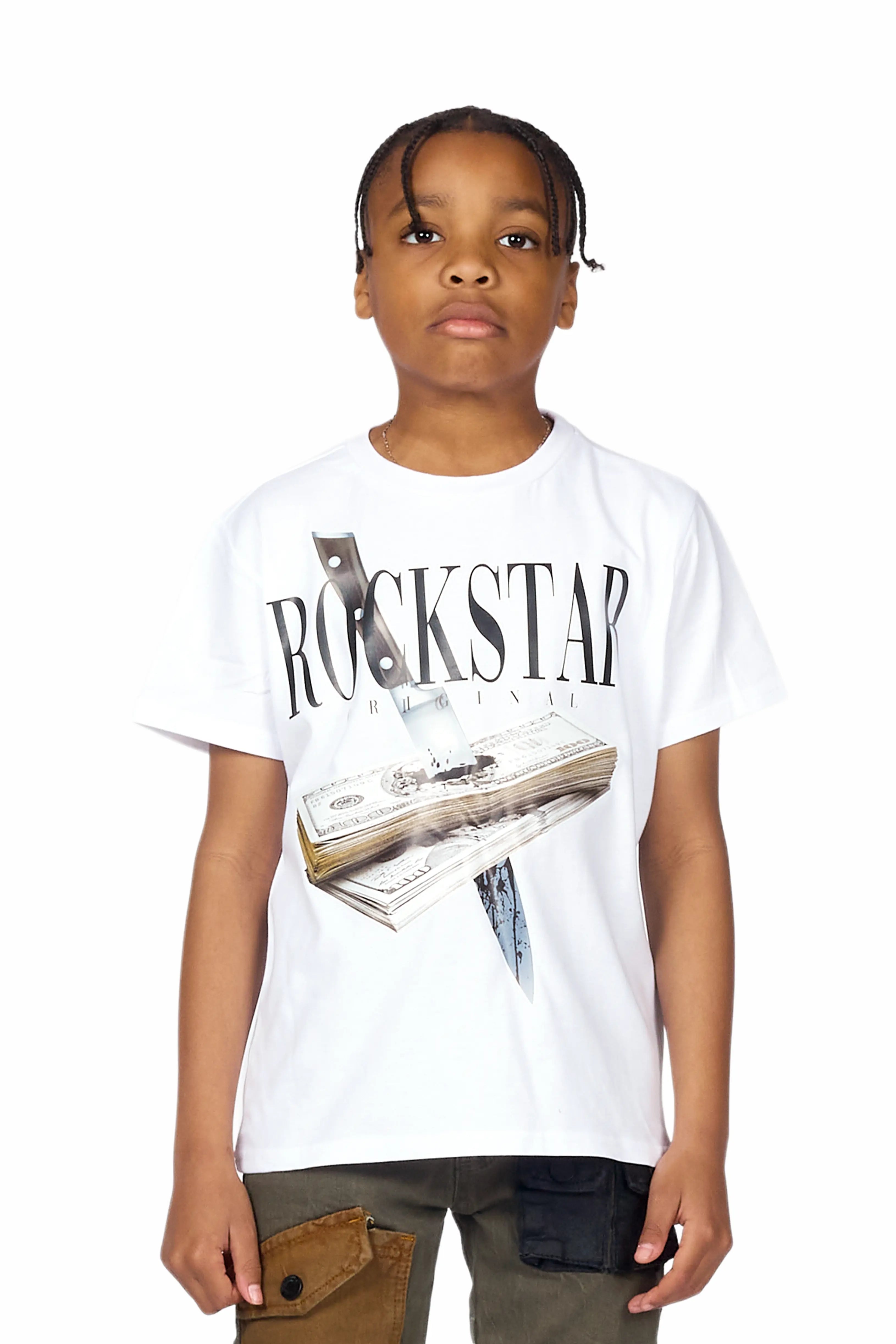 Boys Yasu White T-Shirt/Patch Cargo Jean