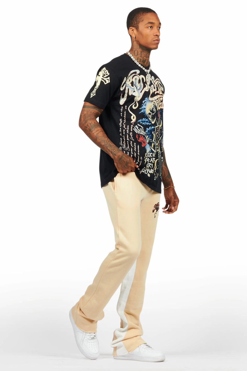 Danby Black/Beige T-Shirt/Baggy Pant Set