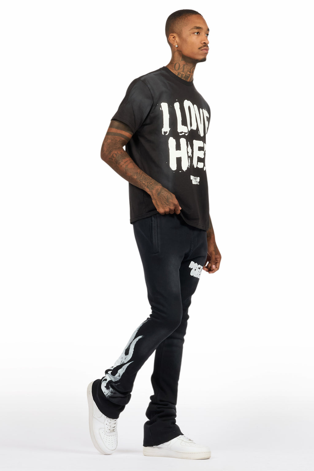 Banyan Black T-Shirt/Stacked Flare Track Set