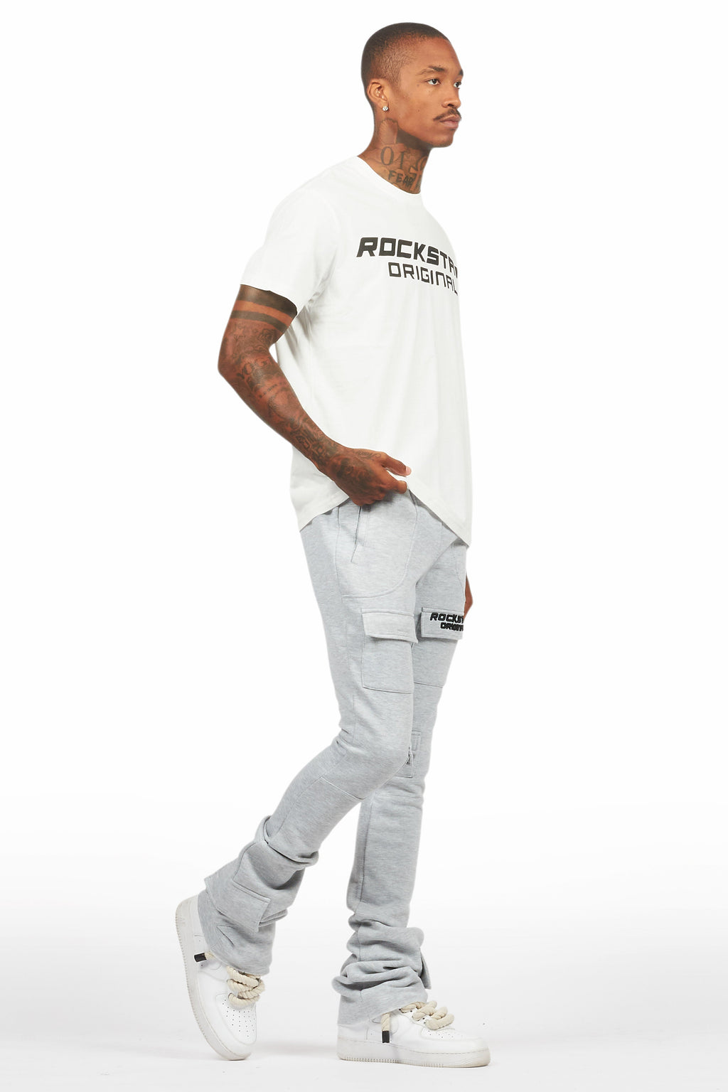 Connor Heather Grey T-Shirt/Stacked Flare Track Set