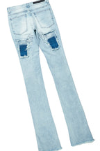 Grill White/Blue Oversized T-Shirt/Super Stacked Flare Jean Bundle