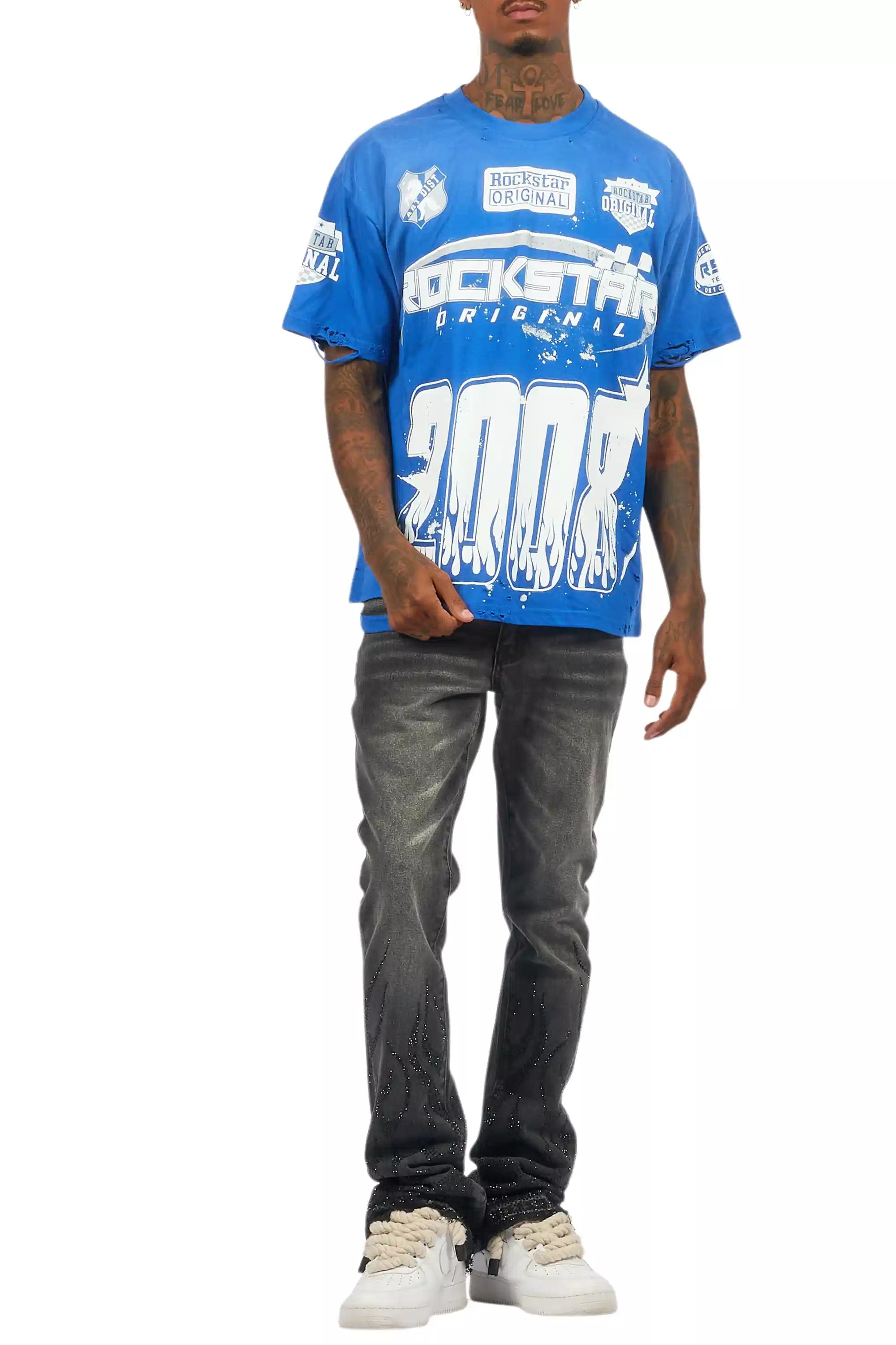 Amos Royal Blue/White Graphic T-Shirt