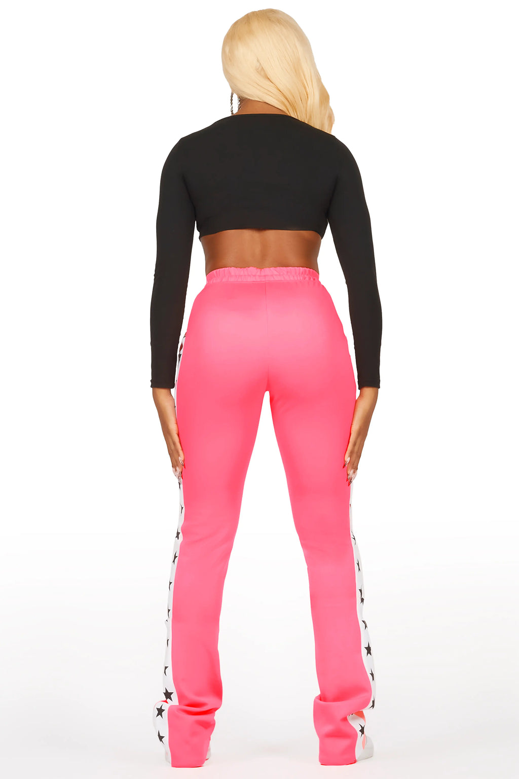 Kevona Neon Pink Super Stacked Track Pant