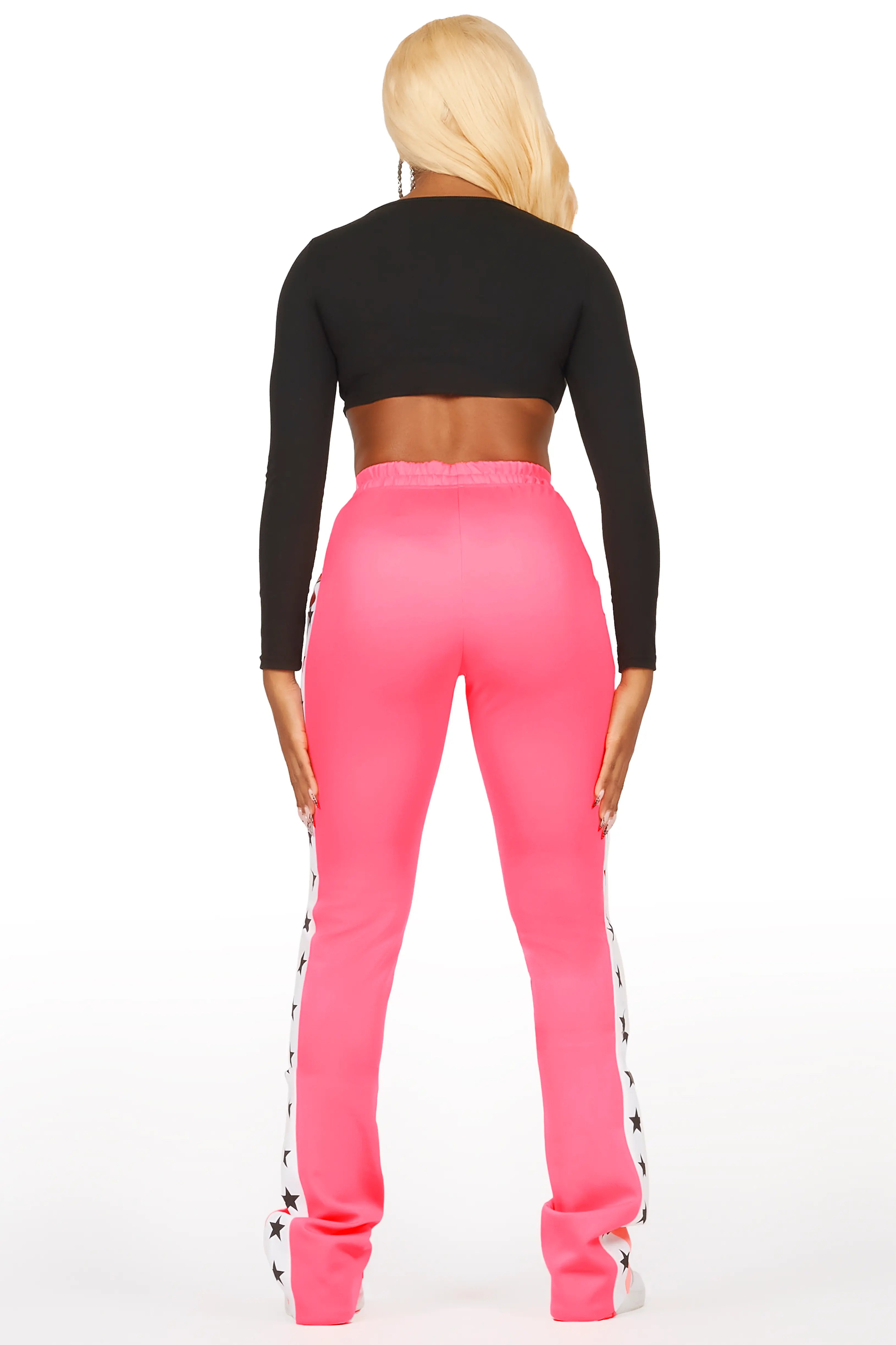 Kevona Neon Pink Super Stacked Track Pant