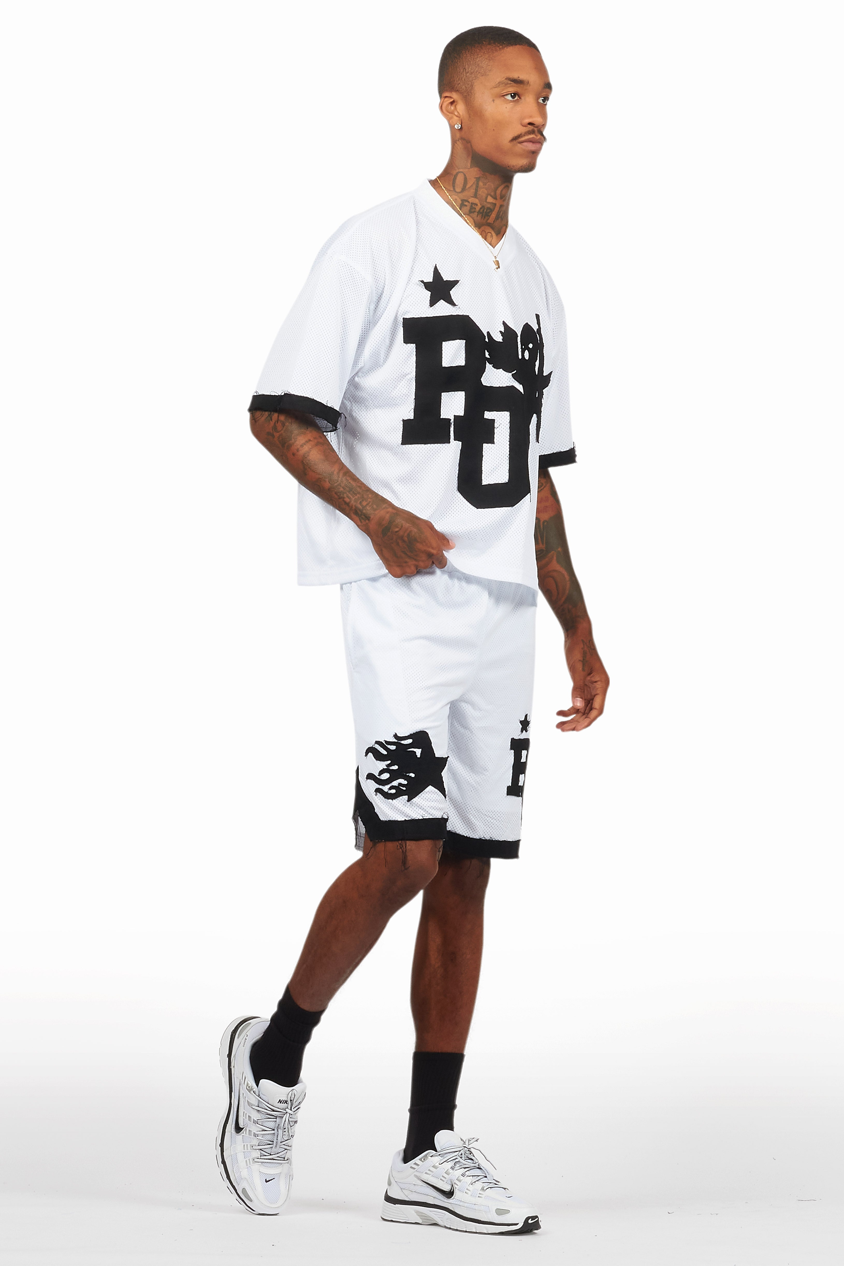 Pluton White Mesh T-Shirt/Short Set