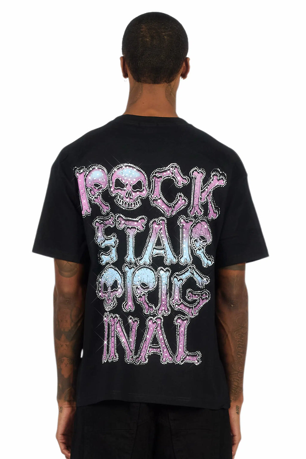 Reece Black Graphic Rhinestone T-Shirt