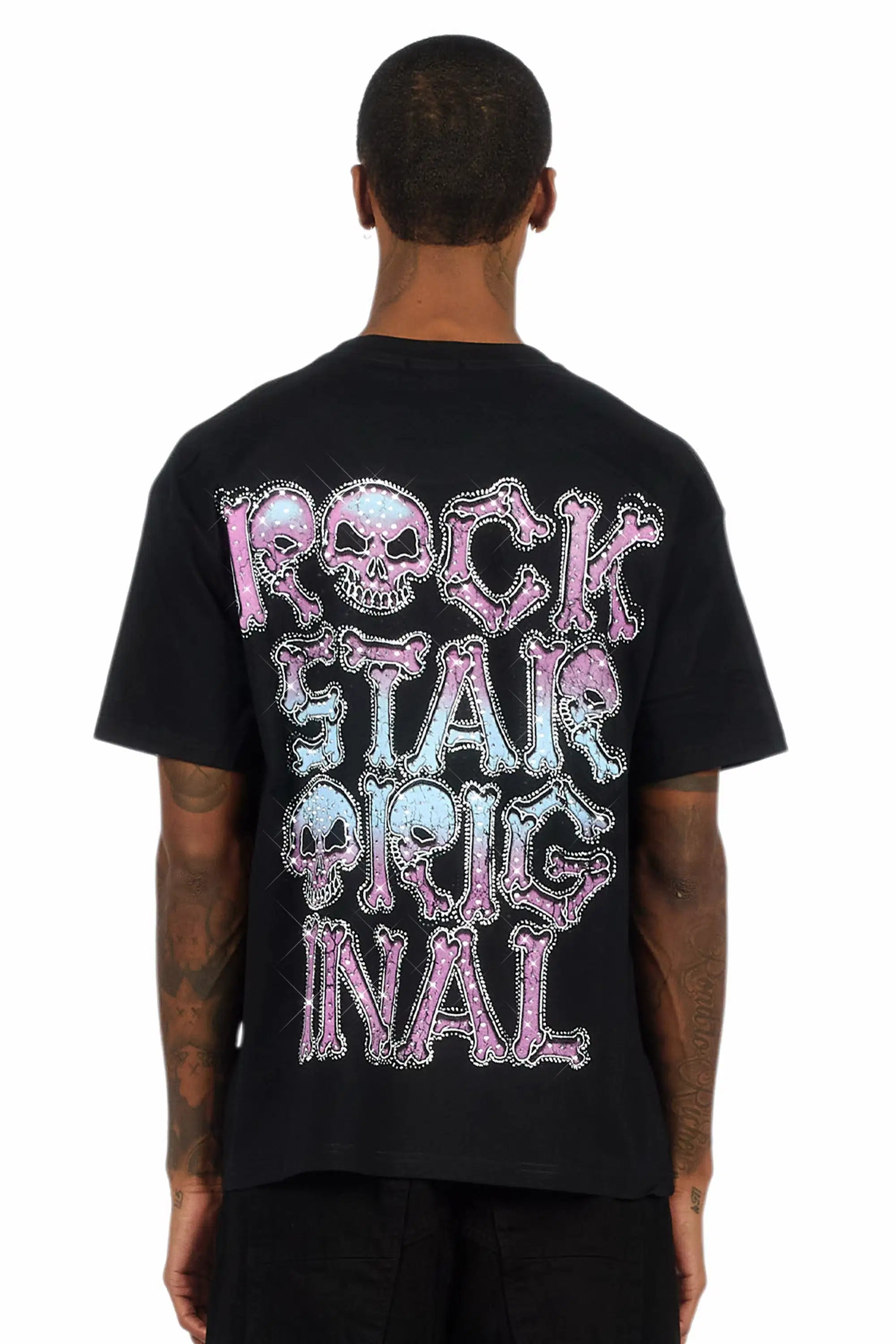 Reece Black Graphic Rhinestone T-Shirt