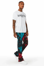 Imogen Blue/Red Super Stacked Flare Track Pant