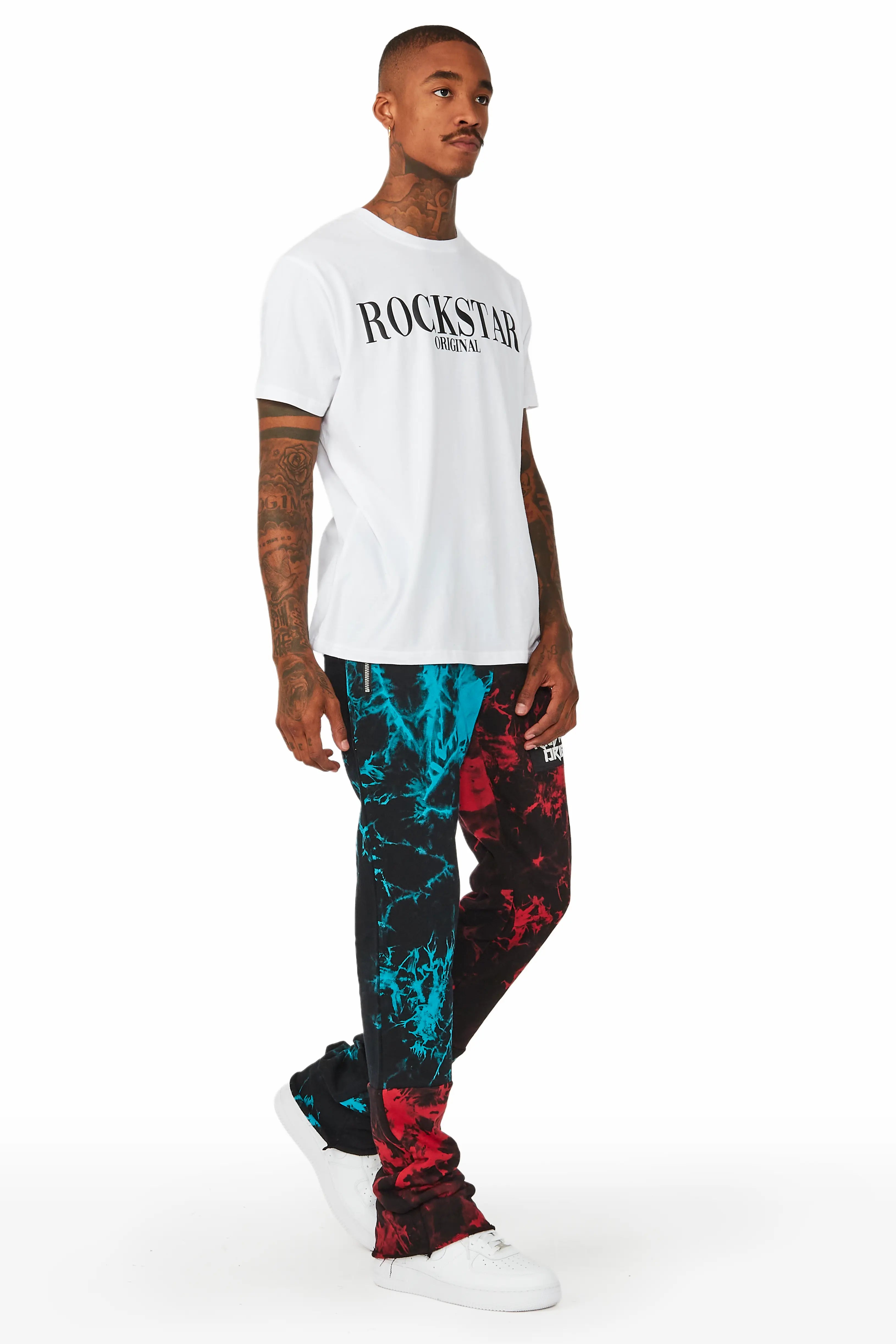 Imogen Blue/Red Super Stacked Flare Track Pant