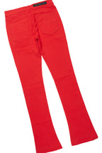 Drako Red/White Oversized Graphic T-Shirt/Dag Stacked Flare Jean Set