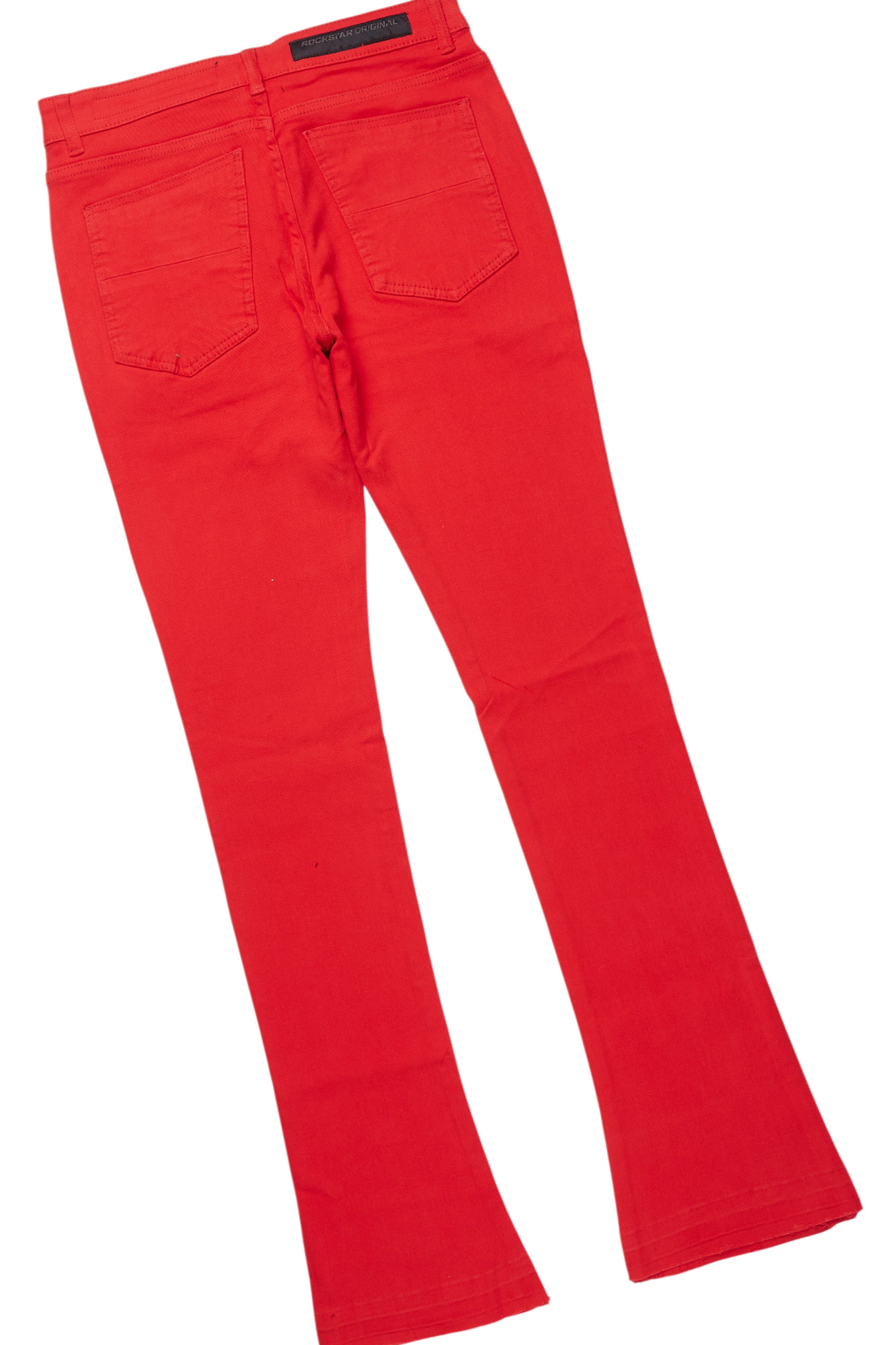 Drako Red/White Oversized Graphic T-Shirt/Dag Stacked Flare Jean Set