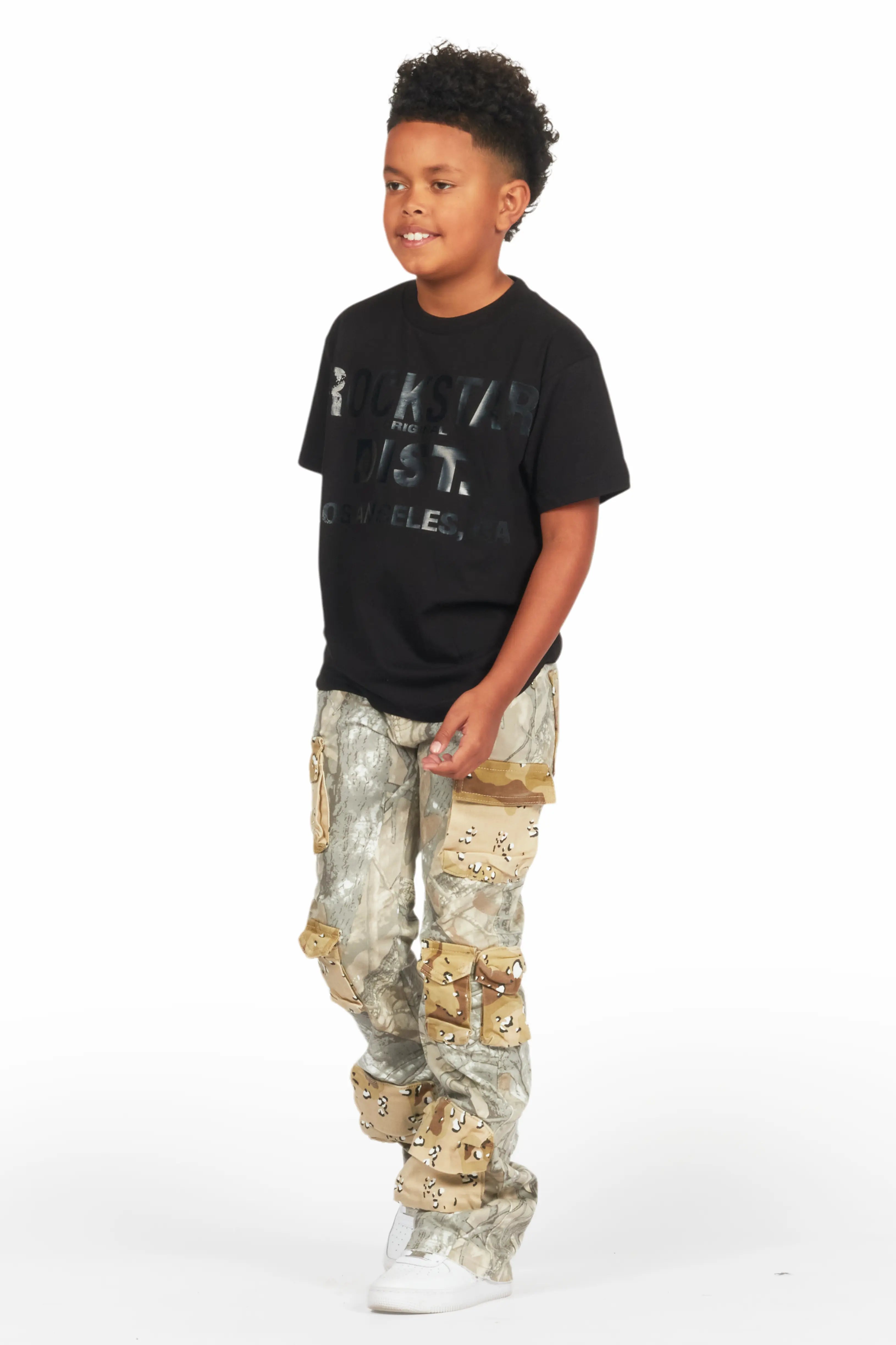 Boys Lake Black T-Shirt/Stacked Flare Jean Set