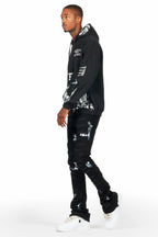 Filip Black Hoodie/Stacked Flare Jean Bundle