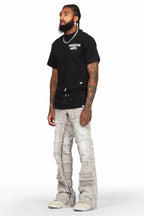 Taimo Grey Baggy Cargo Stacked Jean