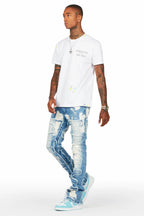 Laban Light Blue Bleach Stacked Flare Jean
