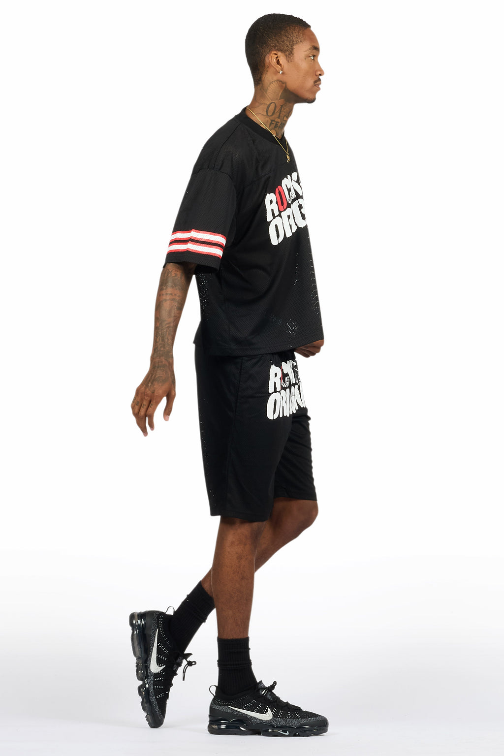 Crown Black Mesh Jersey Short Set