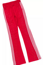Tylla Red Rhinestone T-Shirt/Baggy Stacked Track Set