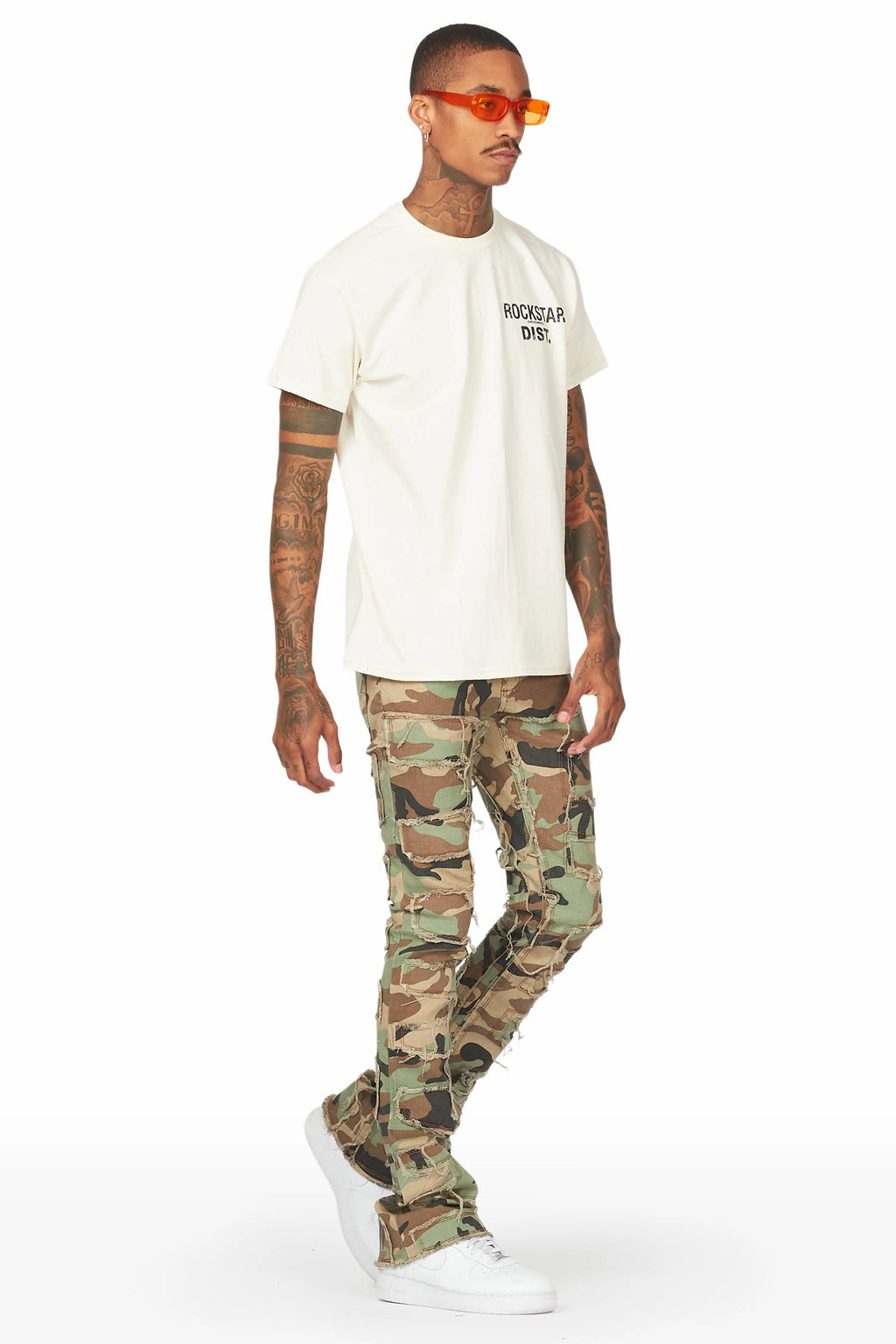 Shake Faded Camo Stacked Flare Jean