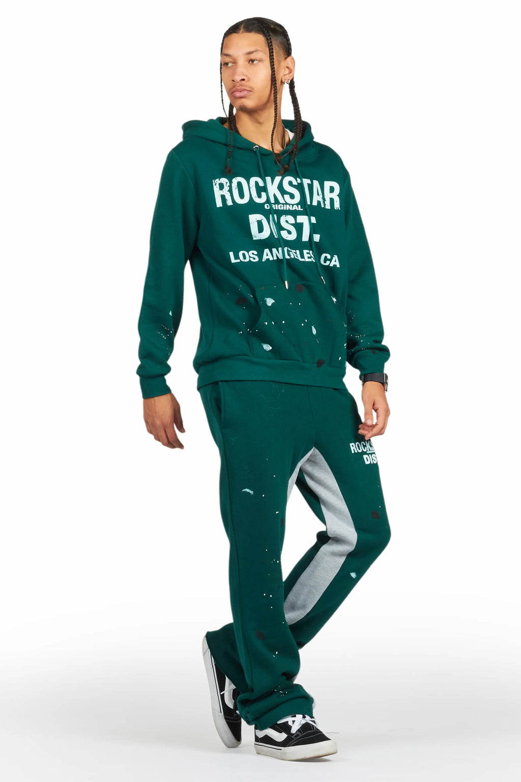 Scottie Green/White Hoodie/Baggy Track Pant Set