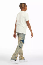 Boys Cermer Vintage Light Blue Flare Cargo Jean