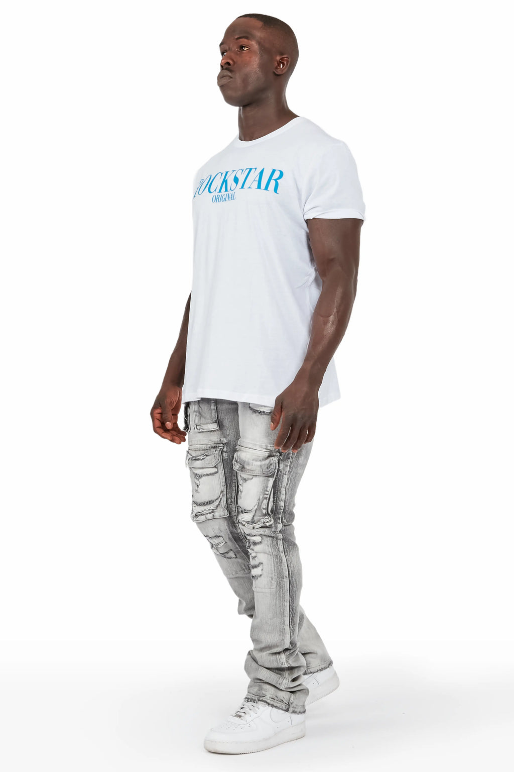 Kale Grey Cargo Stacked Flare Jean