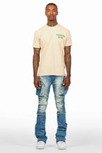 Shift Dirty Blue Stacked Flare Jean